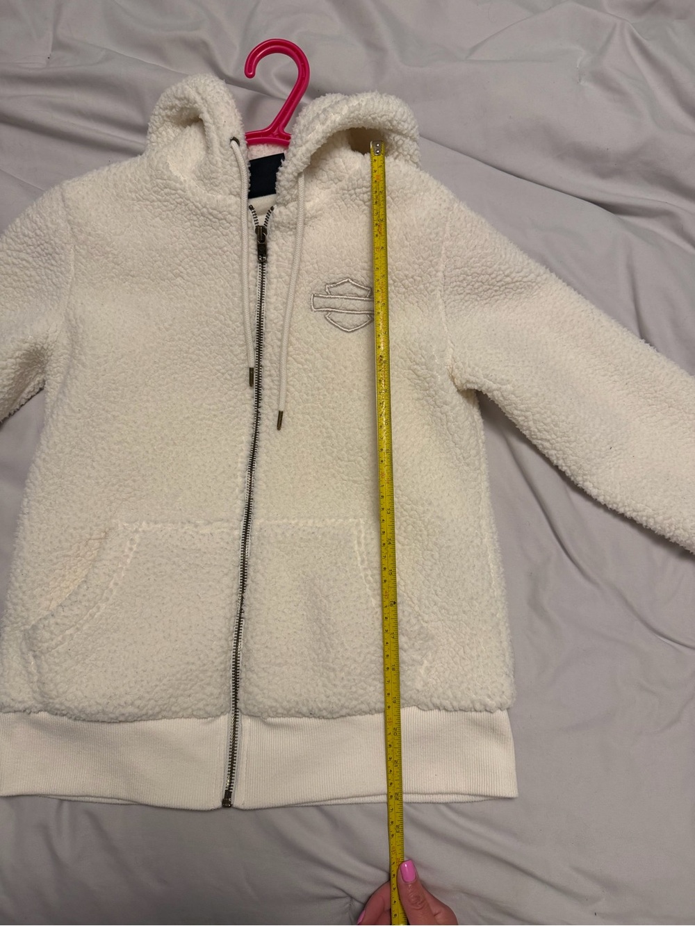Harley-Davidson Cream Sherpa Zip-Up Hoodie Jacket - Picture 10 of 12